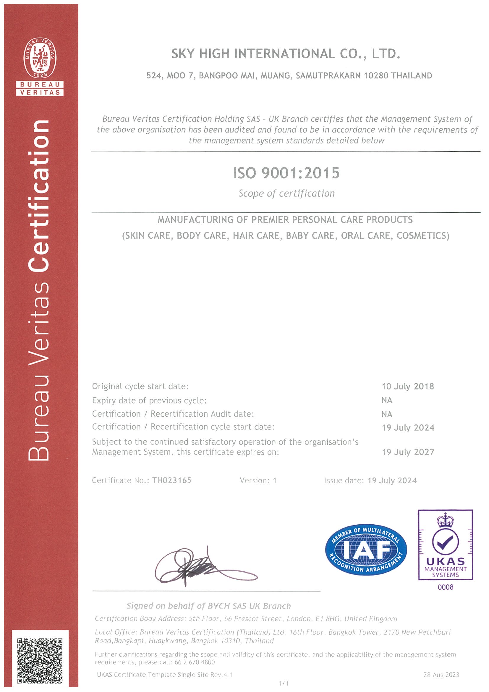 ISO 9001:2015 Certificate